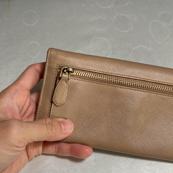 Prada Authentic Saffiano Leather Beige Flap continental Long Wallet - Picture 13 of 16